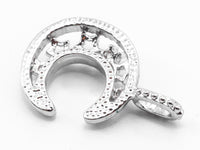 CZ Clear Micro Pave Moon Pendant/Charm With Hollowed-out Stars, Cubic Zirconia Pendant, 11x17mm,sku#Y13