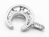 CZ Clear Micro Pave Moon Pendant/Charm With Hollowed-out Stars, Cubic Zirconia Pendant, 11x17mm,sku#Y13