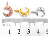 CZ Clear Micro Pave Moon Pendant/Charm With Hollowed-out Stars, Cubic Zirconia Pendant, 11x17mm,sku#Y13