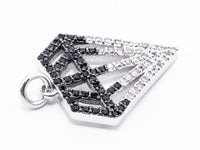 1PC/2PCS CZ Black White Dual Color Micro Pave Diamond Pendant/Charm, Cubic Zirconia CZ Micro Pave Pendant Charm, 17x22mm, sku#F345