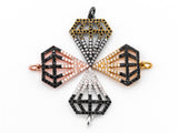 1PC/2PCS CZ Black White Dual Color Micro Pave Diamond Pendant/Charm, Cubic Zirconia CZ Micro Pave Pendant Charm, 17x22mm, sku#F345