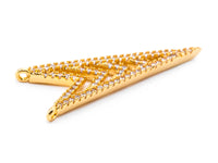 CZ Micro Pave Multi Arrow V shaped Pendant Connector, CZ Pendant in Gold Rose Gold Tone, Rhinestone Jewelry Findings 14x36mm, sku#F346