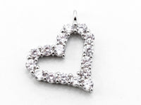 CZ Micro Pave Heart Pendant/Charm, Bracelet Necklace Cubic Zirconia  Heart Pendant Charm, 13x12mm,sku#Y17