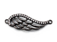 CZ Micro Pave Wing Connector/Link, Cubic Zirconia Bracelet Necklace Connector, Angel wing in Gold Silver Rose Gold Black 9x28mm,sku#Y19