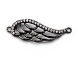 CZ Micro Pave Wing Connector/Link, Cubic Zirconia Bracelet Necklace Connector, Angel wing in Gold Silver Rose Gold Black 9x28mm,sku#Y19
