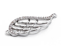 CZ Micro Pave Wing Connector/Link, Cubic Zirconia Bracelet Necklace Connector, Angel wing in Gold Silver Rose Gold Black 9x28mm,sku#Y19