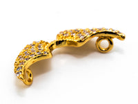 CZ Micro Pave 9x21mm Angel Wings Connector/Link, Cubic Zirconia Bracelet Necklace Connector, Gold Angel Wing Findings,1pc/2pcs, sku#Y20