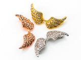 CZ Micro Pave 9x21mm Angel Wings Connector/Link, Cubic Zirconia Bracelet Necklace Connector, Gold Angel Wing Findings,1pc/2pcs, sku#Y20