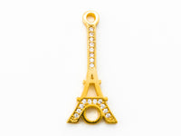 CZ Micro Pave Eiffel Tower Connector/Link, Cubic Zirconia Bracelet Necklace Connector, Pave Charm, 10x25mm,sku#Y22