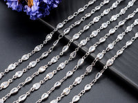 High Quality Teardrop Shape CZ Beaded Rosary Chain, sku#E348