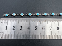 1 Foot/Yard-Blue Turquoise Beaded Chain-4mm/6mm/8mm Turquoise Beads-Gold Silver Gunmetal Plated Bezel Chain, Bezel Connector beads, sku#A3