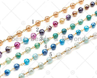 Mystic Agate Brown/Blue/Grey Rosary Chain, 6mm Agate Beaded