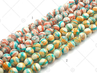 Red Blue Yellow Mottled Jade Beads, Round Smooth 8mm/10mm/12mm, Dyed Jade Gemstone Beads, 15.5 Full Strand, sku#UA104