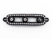 7x30mm CZ Micro Pave Oval Bar with Movable CZ Beads Connector, Micro Paved Connector for Necklace/Bracelet/Earrings, Sillver/Black, sku#E350