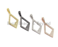 CZ Micro Pave Hollow out Rhombus Shape Pendant, Rhombus Frame Shape Pendant Charm, Earrings Necklace Bracelets Making Charm,20x45mm, sku #X3