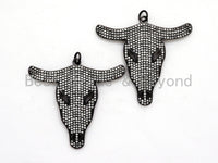 CZ Micro Pave Black Cow Ox Head Skull Pendant,Cubic Zirconia