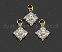 Gold Filled Big Clear CZ Micro Pave Flower Shape Pendant,14K Gold Filled Charm, Necklace Bracelet Charm Pendant,13x16mm,Sku#CP28