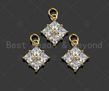 Gold Filled Big Clear CZ Micro Pave Flower Shape Pendant,14K Gold Filled Charm, Necklace Bracelet Charm Pendant,13x16mm,Sku#CP28