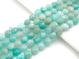 SPECIAL Double Sided Turtle Shell Cut Natural Amazonite Coin beads, 6mm/8mm/10mm Checkerboard Cut Amazonite, 15.5" Full strand, Sku#U810