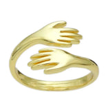 Gold Huggie Hands  Adjustable Ring, Sku#JL196