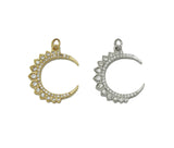 Gold Silver CZ Cresent Moon Charm, Sku#B209