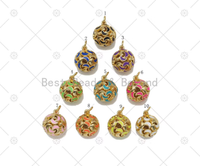 Colorful Enamel Cresent Moon on Ball Shape Pendant,18K Gold Filled Ball Charm, Necklace Bracelet Charm Pendant, Sku#LD173