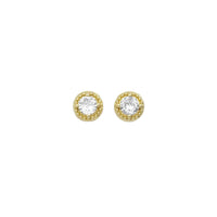 Gold Clear CZ Round CZ Stud Earrings, Sku#LX332