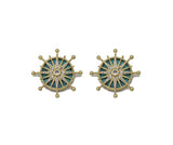 Gold CZ North Star On Turquoise Stone Charm, Sku#L704