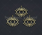 Large Evil Eye With Long Eyelash Pendant/Charm, Lucky eye Pendant, 24K Gold Tone,16x15mm,Sku#L307