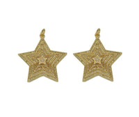 Large CZ Gold Five Point Star Charm, Sku#L659