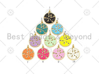 Colorful Enamel Sand Dollar Shape Pendant, 18K Gold Filled Flower Charm,Necklace Bracelet Charm Pendant,20x23mm,Sku#F1424