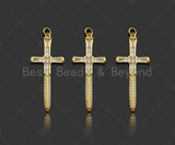 Gold Filled CZ Micro Pave Cross Sword Shape Pendan,18K Gold Filled Cross Charm, Necklace Bracelet Charm Pendant,18x43mm,Sku#Y460