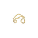 Gold Minimal Wave Line Adjustable Ring, Sku#ZX148
