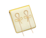 Gold CZ Bowknot Long Dangle Stud Earrings, Sku#ZX108/lx375