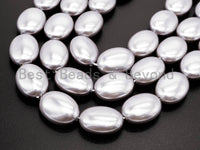 Gray Natural Mother of Pearl Oval beads,13x18x7mm Pearl Oval beads, Loose Flat Oval Smooth Pearl Shell Beads, 16inch strand, SKU#T68