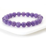 Genuine Amethyst Round Smooth Elastic Bracelet, 8mm/10mm, Sku#EF247