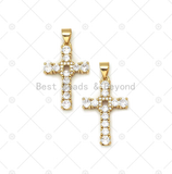 CZ Micro Pave Cross Shape Pendant, 18K Gold Filled Big CZ Cr