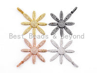 CZ Clear Micro Pave Flower Pendant, Flower Shaped Pave Pendant, Gold/Rose Gold/Silver/Gunmetal plated, 35x37mm, Sku#F407