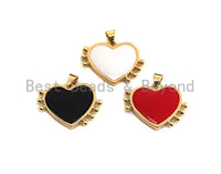 Enamel Colorful Heart With Tentacle Pendant,CZ Micro Pave Oil Drop pendant,Enamel pendant,Enamel Jewelry,24x18mm,sku#F973