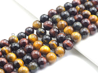 Quality Natural Red Yellow Blue Tiger Eye, Mixed Color Tiger Eye Beads, 6mm/8mm/10mm/12mm Tiger Eye Beads,15.5" Full Strand, sku#UA65