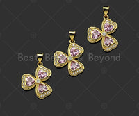 Gold Filled Violet CZ Micro Pave Clover Shape Pendant,18K Gold Filled Clover Charm, Necklace Bracelet Charm Pendant,17x21mm,Sku#LK364