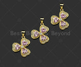 Gold Filled Violet CZ Micro Pave Clover Shape Pendant,18K Gold Filled Clover Charm, Necklace Bracelet Charm Pendant,17x21mm,Sku#LK364