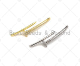 CZ Clear Micro Pave Nail and Hammer Shaped Connector for Bracelet/Necklace, Cubic Zirconia Link Connector, 7x37mm, Sku#FH149