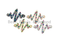 Colorful CZ Micro Pave Radio Zigzag Connector/Link, Cubic Zirconia Bracelet Necklace Earring Connector,17x23mm,sku#E423