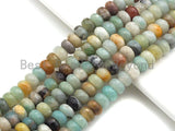 2mm Large Hole Natural Amazonite Beads, Rondelle Faceted 6x1