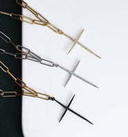 Medium Paperclip Chain Thin Cross Necklace, sku#CL09