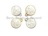 100% Natural White Color Shell Round Pendant in Gold/Silver Finish, White Shell Pendant, Shell Charm, Beach Jewelry, 10x12mm,SKU#Z319