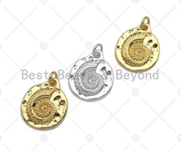 Conch Shell On Round Coin Pendant, Round Coin Conch Pendant Charm for Necklace Bracelet Making,16x19mm,sku#L360