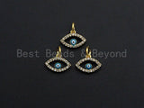 Cute CZ Micro Pave Enamel Evil Eye Pendant/Charm, Gold Plated Tiny Eye Charm, 9x12mm, sku#Z775