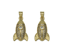 Gold CZ Rocket Charm, Sku#LK687